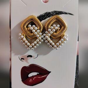 Gold and Pearl Statement Earrings